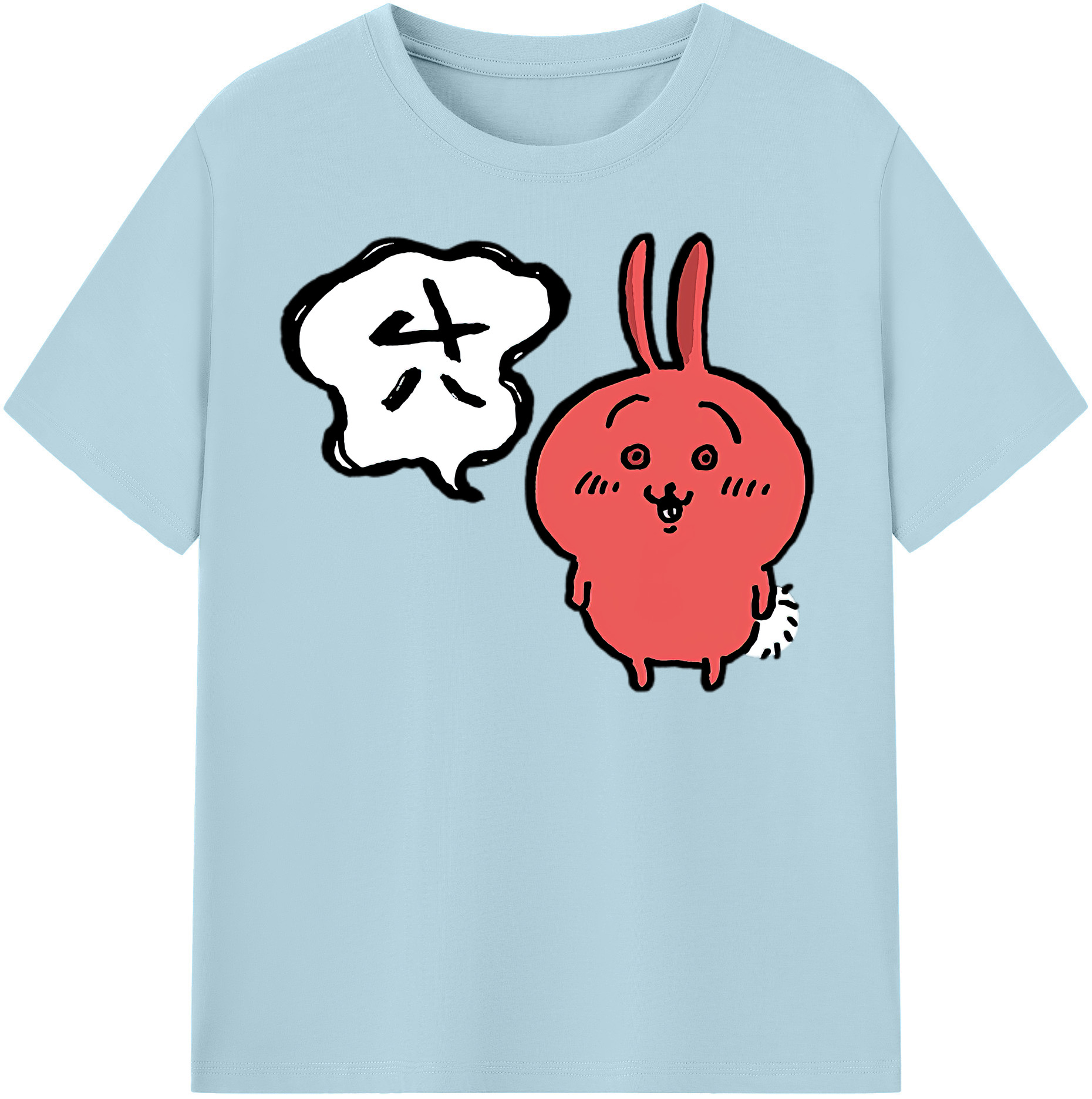 （画像用） ちいかわ ハチワレ Chii-kawa hachiware 綿100％半袖Tシャツ（フロントプリント）